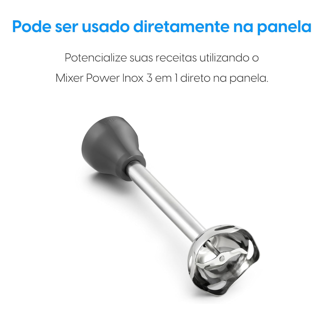 Mixer Power Inox 3 Em 1 Elgin Lunar 600w Batedor Processador