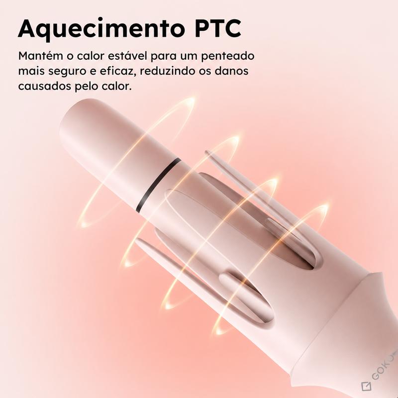 GOKOCO Modelador de Cachos 7 em 1 Automático com Íons Negativos | Bivolt 100-240V | Escova Alisadora e Volume