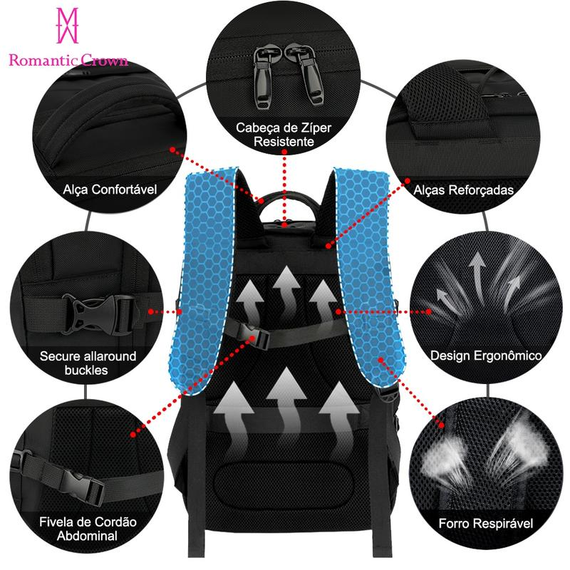 Mochila Executiva Impermeável Grande com USB para Notebook | Ideal para Trabalho, Escola e Viagens