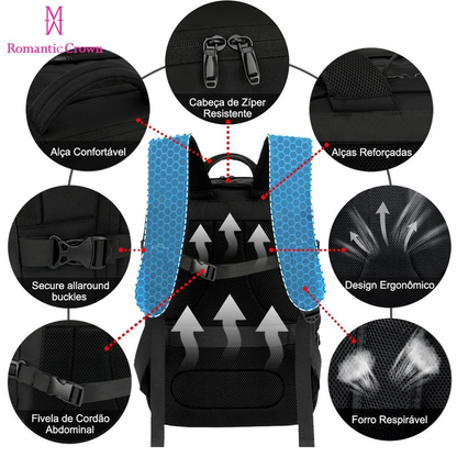 Mochila Executiva Impermeável Grande com USB para Notebook | Ideal para Trabalho, Escola e Viagens