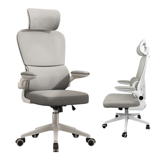 Cadeira Cinza Minimalista | Malha Respirável + Conforto Ergonômico | Estilo Moderno para Sua Casa