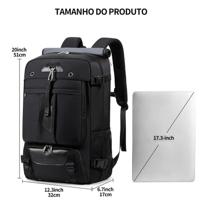 Mochila Viagem 60L Impermeável Multifuncional com Carregador e Compartimento Sapatos
