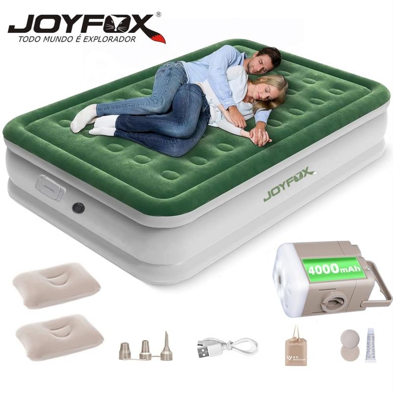 Colchão Inflável Casal 200x154x44cm Bomba de Ar Elétrica 4000mAh Integrada｜Enche e Esvazia em 3 Min｜Ideal para Camping e Casa