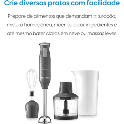 Mixer Power Inox 3 Em 1 Elgin Lunar 600w Batedor Processador