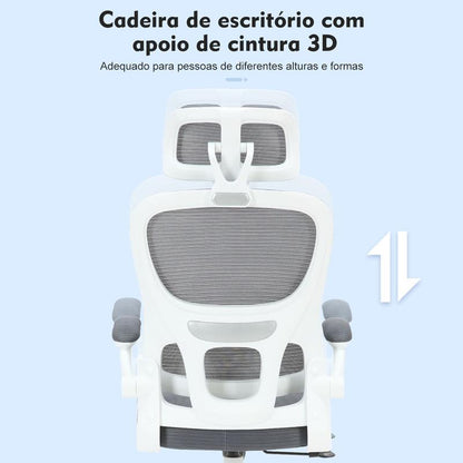 Cadeira Cinza Minimalista | Malha Respirável + Conforto Ergonômico | Estilo Moderno para Sua Casa