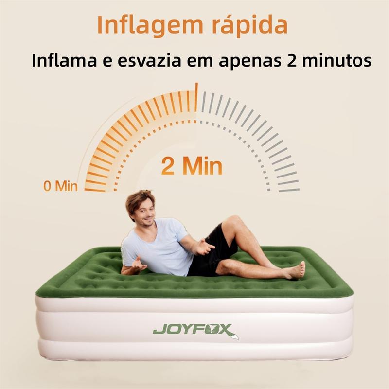 Colchão Inflável Casal 200x154x44cm Bomba de Ar Elétrica 4000mAh Integrada｜Enche e Esvazia em 3 Min｜Ideal para Camping e Casa