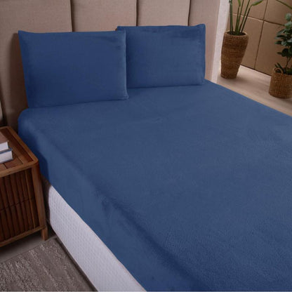 Kit Jogo de Lençol Soft Plush Felpudo de Manta Solteiro/Casal/Queen/King 3 Peças com Elástico 100% Algodão para Inverno Macio Com Porta Travesseiro