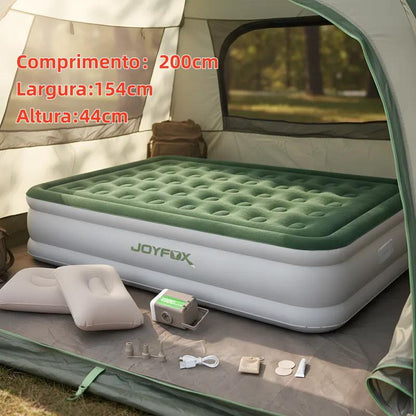 Colchão Inflável Casal 200x154x44cm Bomba de Ar Elétrica 4000mAh Integrada｜Enche e Esvazia em 3 Min｜Ideal para Camping e Casa