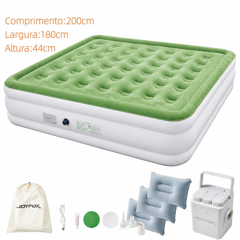 Colchão Inflável Casal 200x154x44cm Bomba de Ar Elétrica 4000mAh Integrada｜Enche e Esvazia em 3 Min｜Ideal para Camping e Casa