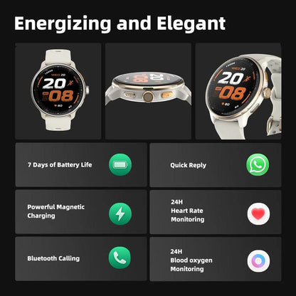 Smartwatch com GPS, 1.43" Display Bluetooth Telefone Chamada, Monitoramento avançado de saúde, sono e de coração, à prova d'água 3ATM,relogio smartwatch feminino e masculino