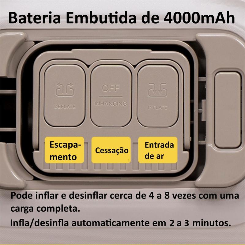 Colchão Inflável Casal 200x154x44cm Bomba de Ar Elétrica 4000mAh Integrada｜Enche e Esvazia em 3 Min｜Ideal para Camping e Casa