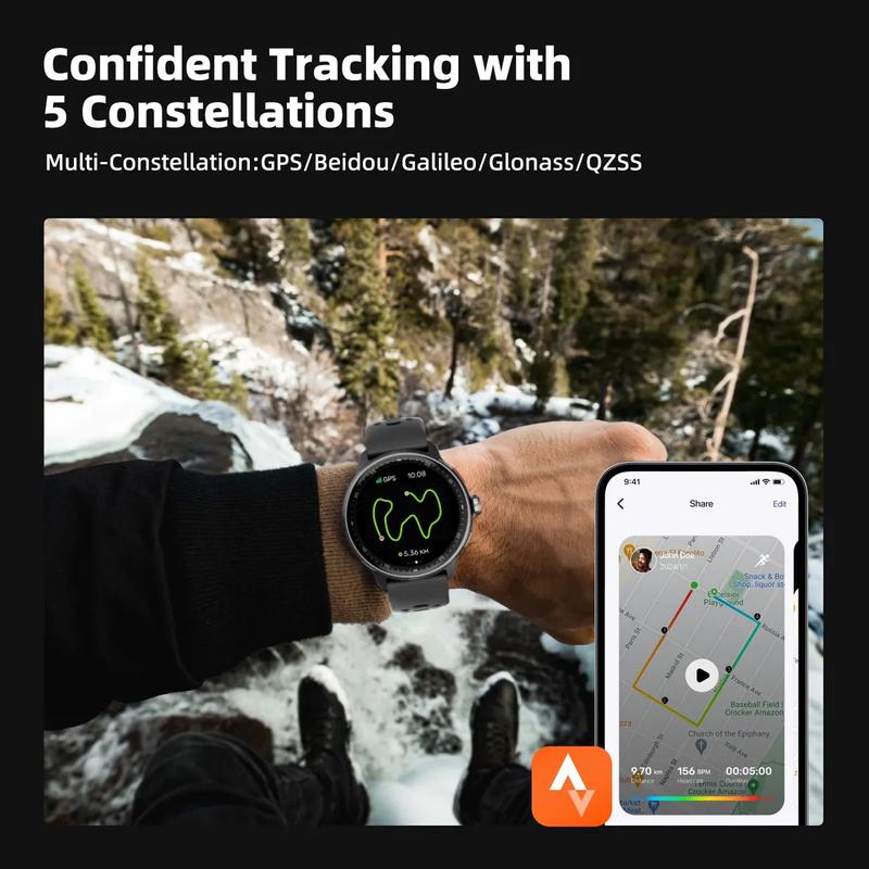 Smartwatch com GPS, 1.43" Display Bluetooth Telefone Chamada, Monitoramento avançado de saúde, sono e de coração, à prova d'água 3ATM,relogio smartwatch feminino e masculino