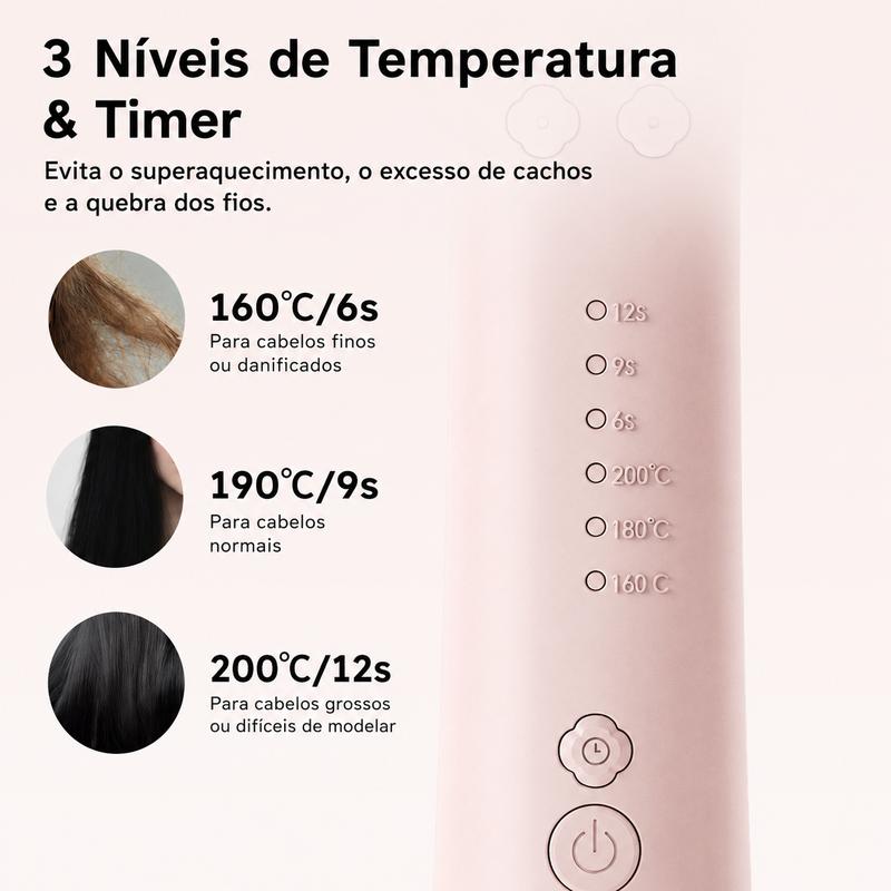 GOKOCO Modelador de Cachos 7 em 1 Automático com Íons Negativos | Bivolt 100-240V | Escova Alisadora e Volume