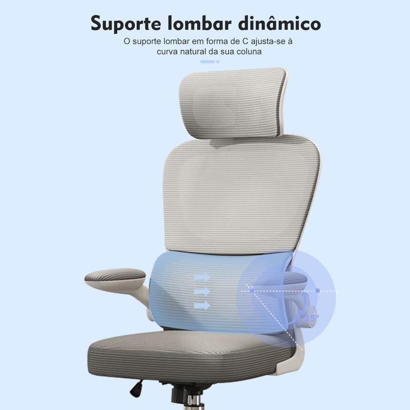 Cadeira Cinza Minimalista | Malha Respirável + Conforto Ergonômico | Estilo Moderno para Sua Casa