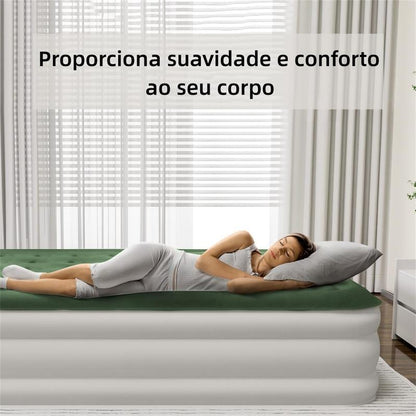 Colchão Inflável Casal 200x154x44cm Bomba de Ar Elétrica 4000mAh Integrada｜Enche e Esvazia em 3 Min｜Ideal para Camping e Casa