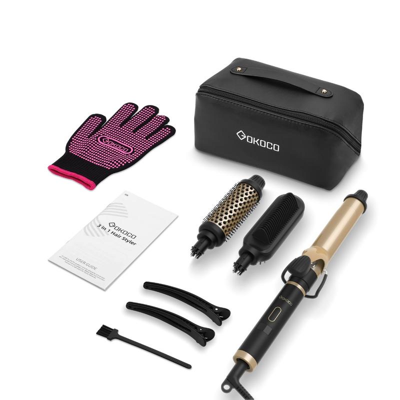 GOKOCO 3 Em 1 multifuncional paramodelar Modelador de cabelo Aparelho Cabelo liso Cachos curtos e grandese ondulados