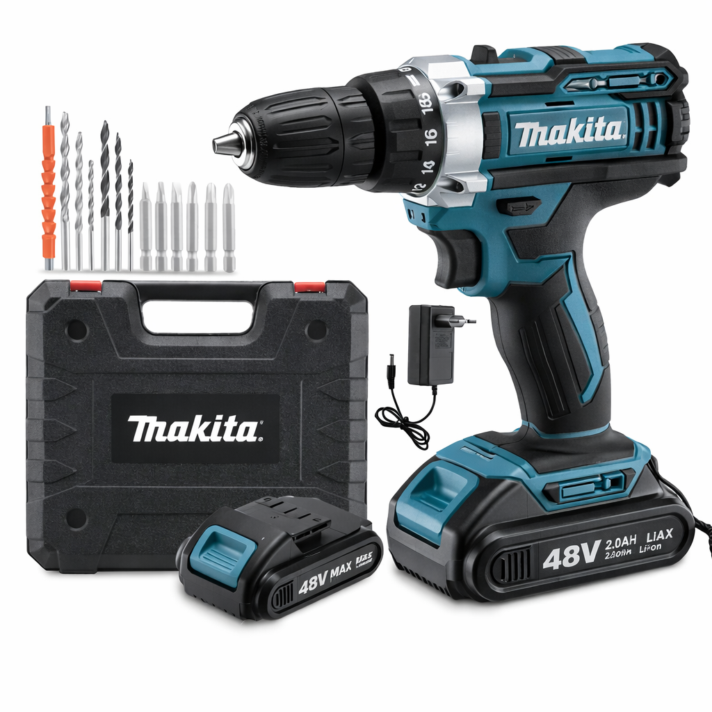 Parafusadeira Furadeira 48V 2 Baterias Com Maleta e Acessórios Completo