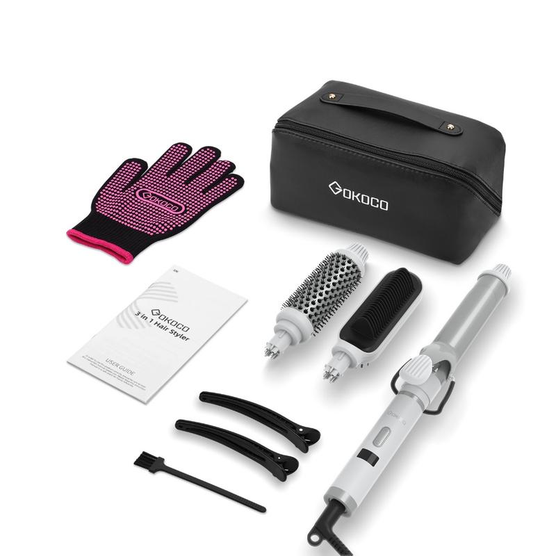 GOKOCO 3 Em 1 multifuncional paramodelar Modelador de cabelo Aparelho Cabelo liso Cachos curtos e grandese ondulados