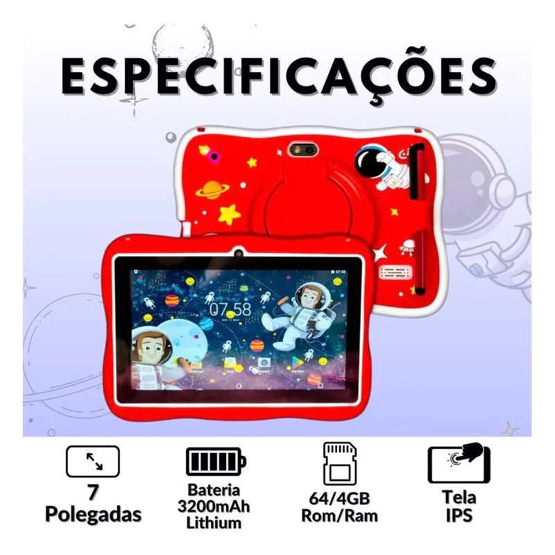 KidPad Mini 7 – Tablet Infantil Educacional Wi-Fi com Câmeras Duplas e Android