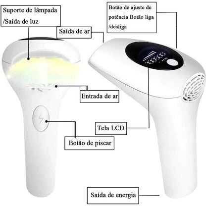900 Mil Pulsos Depilador A Laser 8 Níveis Portátil Indolor e Eficaz – Uso Doméstico