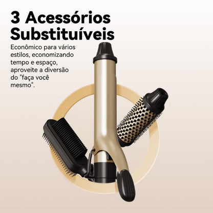 GOKOCO 3 Em 1 multifuncional paramodelar Modelador de cabelo Aparelho Cabelo liso Cachos curtos e grandese ondulados