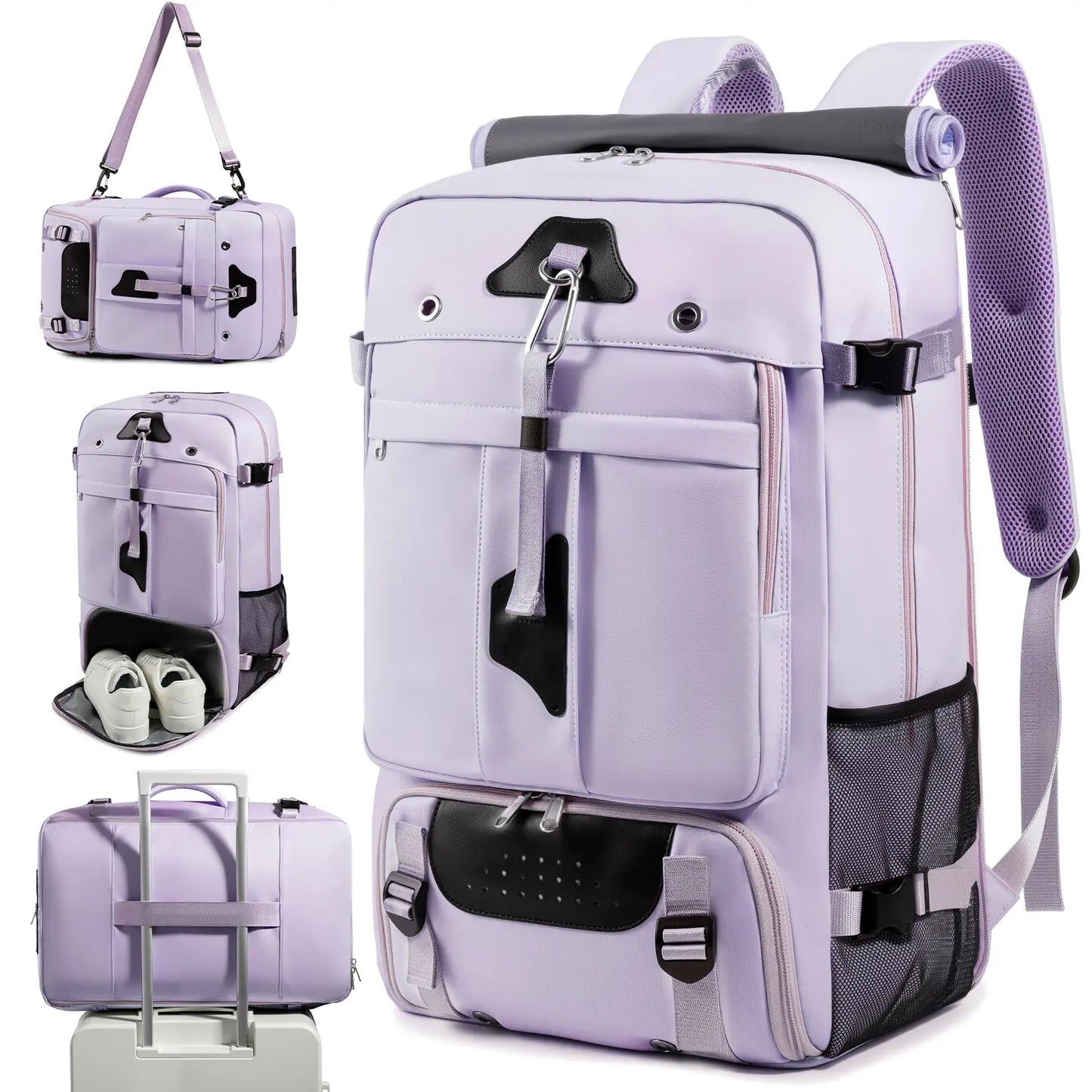 Mochila Viagem 60L Impermeável Multifuncional com Carregador e Compartimento Sapatos