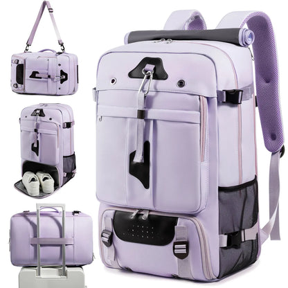Mochila Viagem 60L Impermeável Multifuncional com Carregador e Compartimento Sapatos